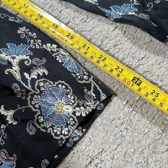 Rebecca Taylor Women's Black Paisley Fleur Silk Blend Pants - Picture 7 of 8